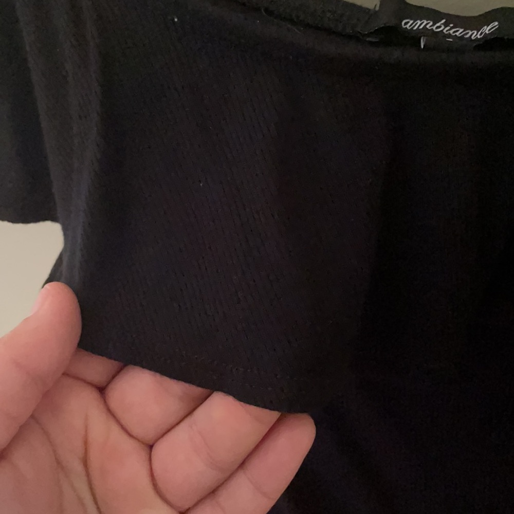 Black Ribbed Off Shoulder Top - Picture 3 of 3